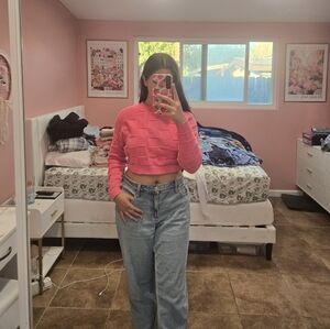 Hollister Pink Cropped Sweater – Size XS